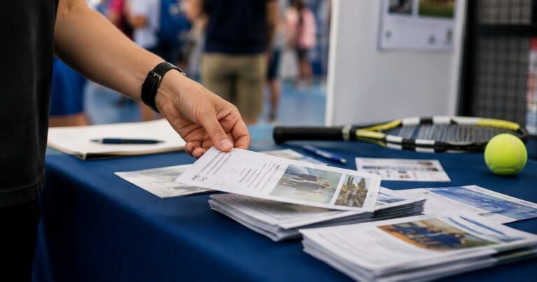 Stand avec des flyers lors d'un forum des associations.